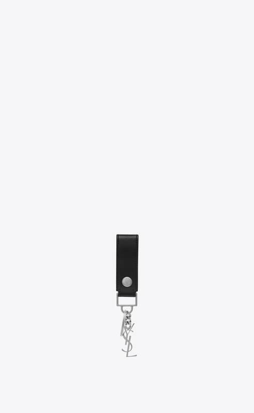 Monogram key ring in smooth leather
